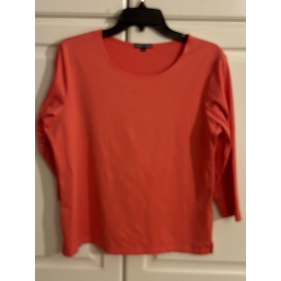 A'Nue Ligne Tops - A'Nue‎ Ligne Womens Coral 3/4 Sleeve Top Size 11 Round Neck Casual